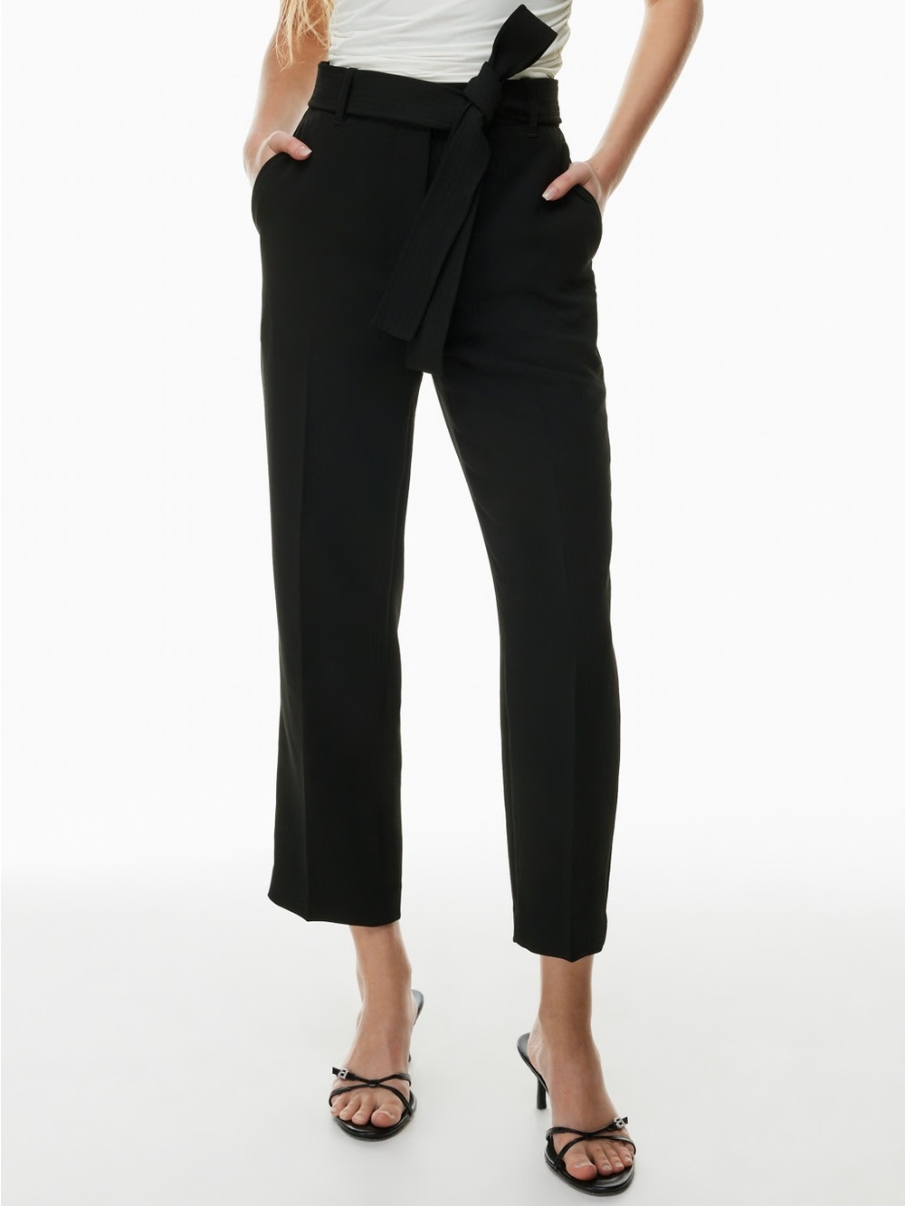 Aritzia Wilfred Tie Front Pant Trouser Ankle Pants size 6 Black